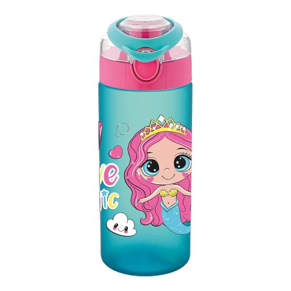 Noki Kids Tritan Desenli Soft Touch 500 ml Matara T0108-060 Turkuaz