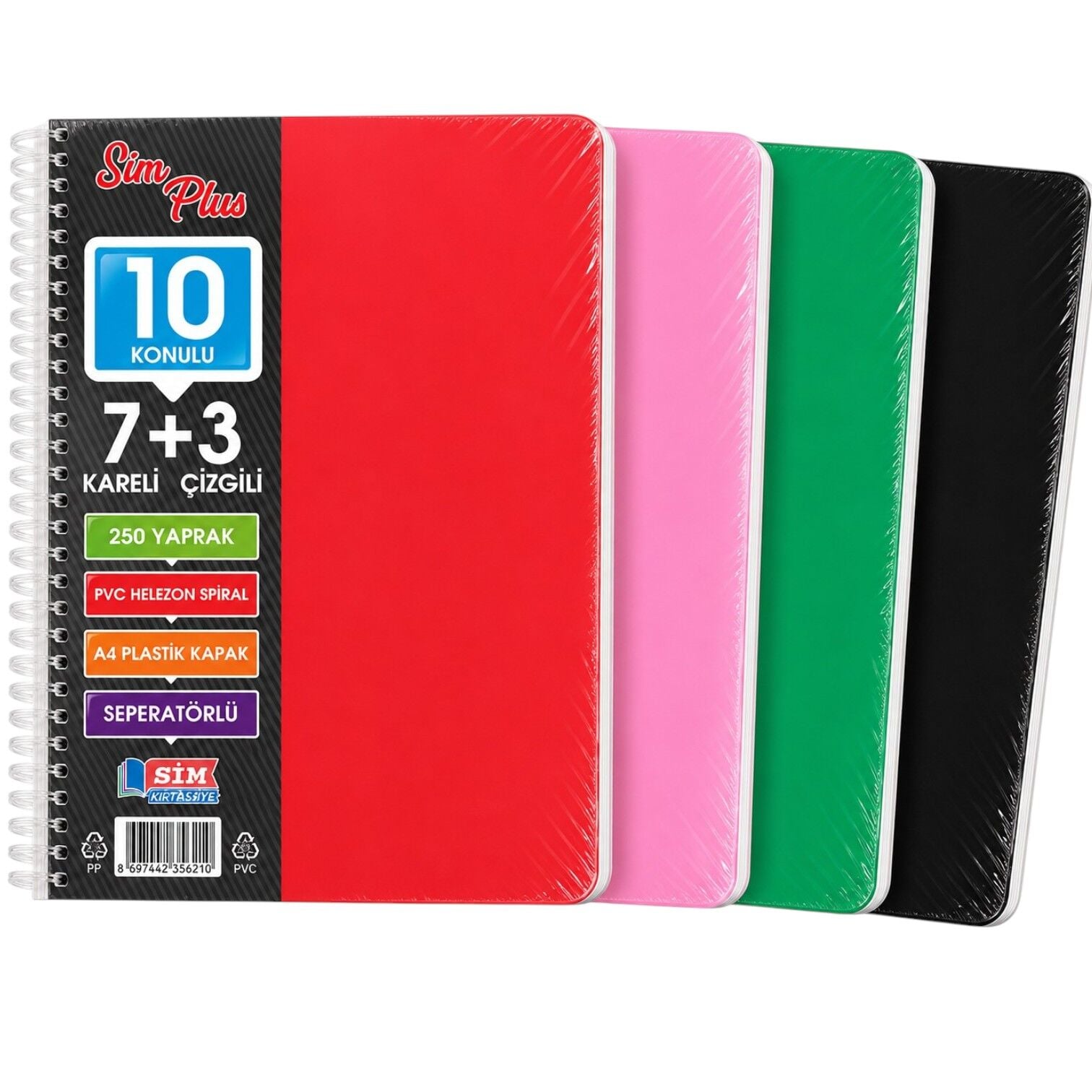 Sim A4 225 Yaprak 7+3 Seperatörlü Defter 2128