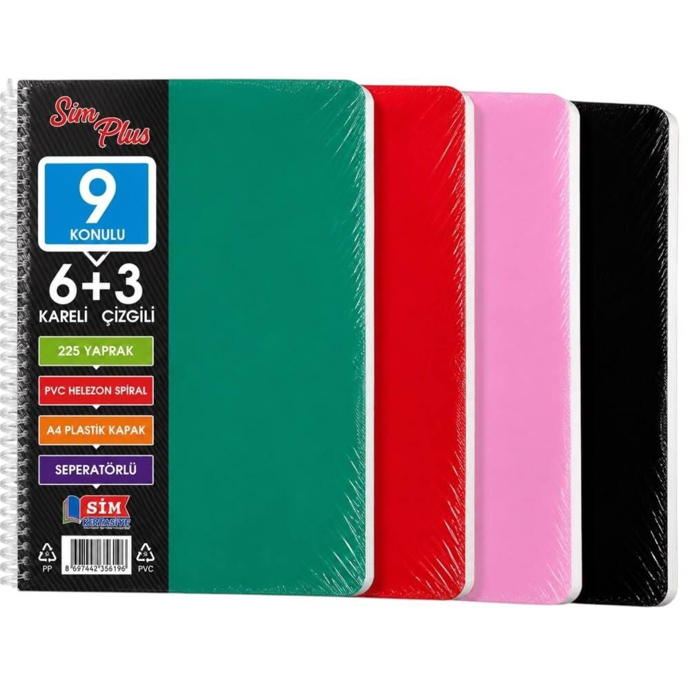 Sim A4 225 Yaprak 6+3 Seperatörlü Defter 2128
