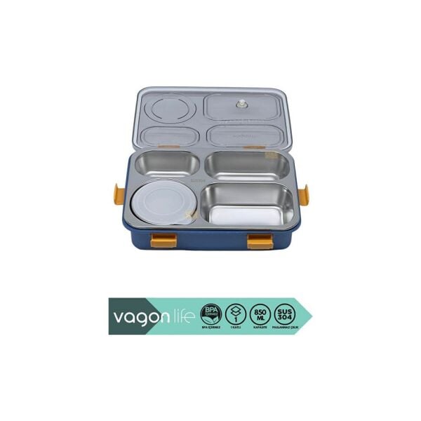 Vagonlife Paslanmaz Çelik 850 ml Beslenme Kutusu BL50433-1 Mavi