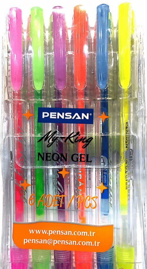 Pensan My King Fosforlu 1.0 MM Jel Kalem 6 Renk 2227