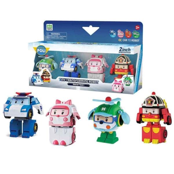 Robocar Poli Mini Transforming Kasabanın Kurtarma Araçları 4’lü Set