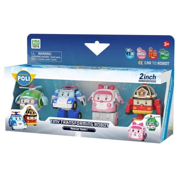 Robocar Poli Mini Transforming Kasabanın Kurtarma Araçları 4’lü Set