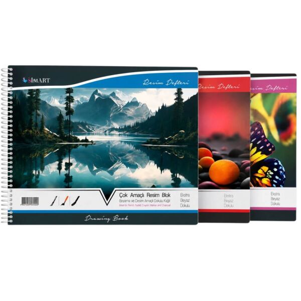 Sim 17X24 15 Yaprak Karton Kapak Spiralli Resim Defteri 1602