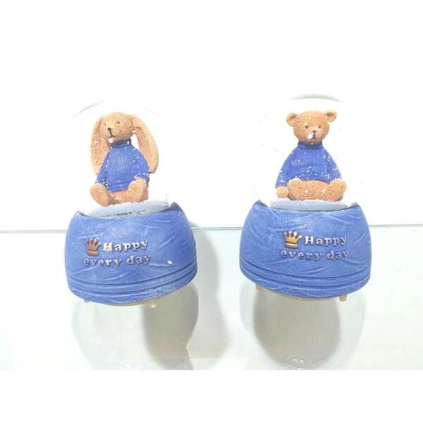 Sulu Kar Küresi Büyük Boy Pilli Ayı ve Tavşan 4171