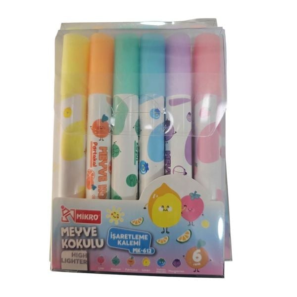 Mikro MK-612 Meyve Kokulu 6 Renk Fosforlu Kalem