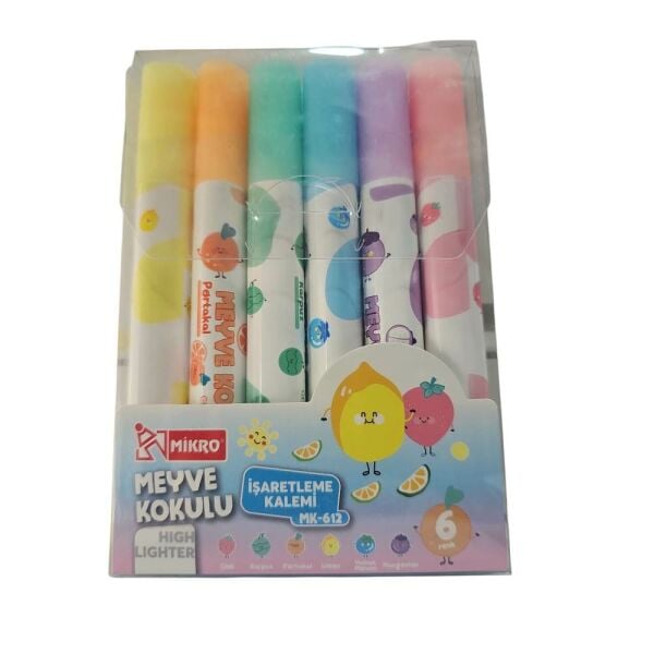 Mikro MK-612 Meyve Kokulu 6 Renk Fosforlu Kalem