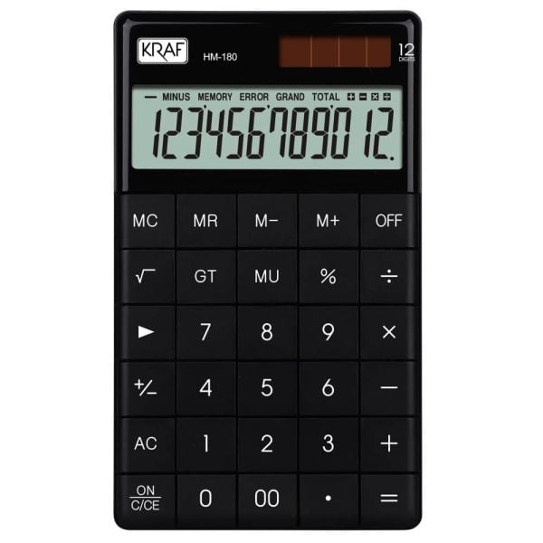 Kraf Hesap Makinesi Masaüstü 12 Hane Hm-180 Bk Siyah