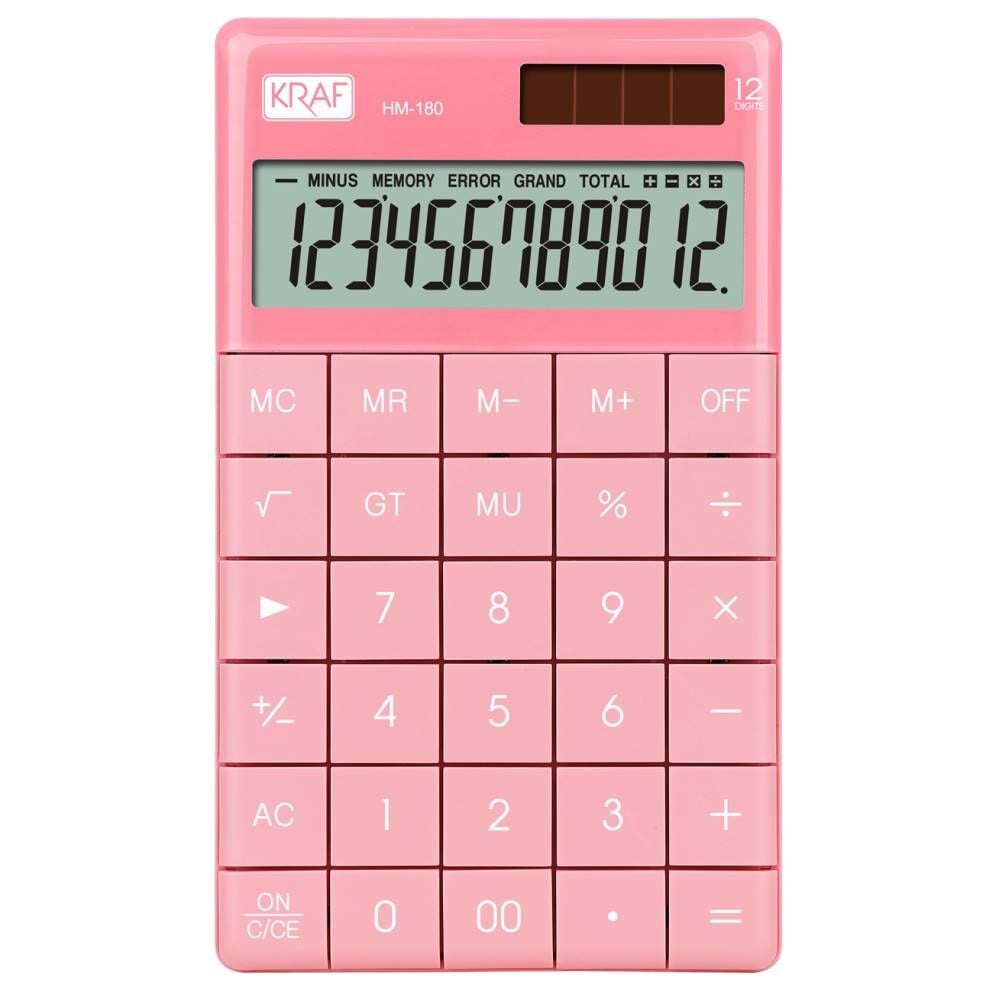 Kraf Hesap Makinesi Masaüstü 12 Hane Hm-180 Pk Pembe