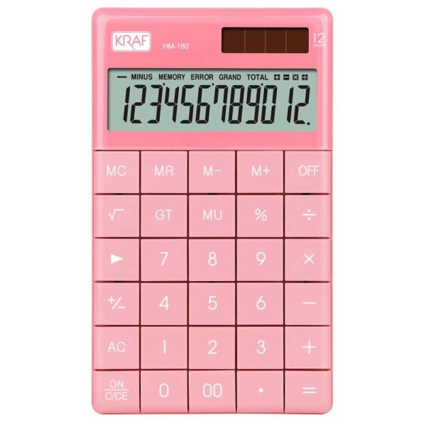 Kraf Hesap Makinesi Masaüstü 12 Hane Hm-180 Pk Pembe