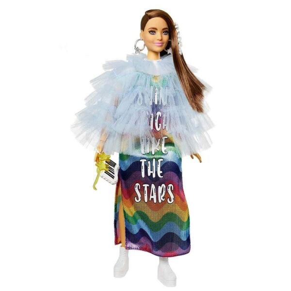 Barbie Extra Renkli Elbiseli Bebek GYJ78