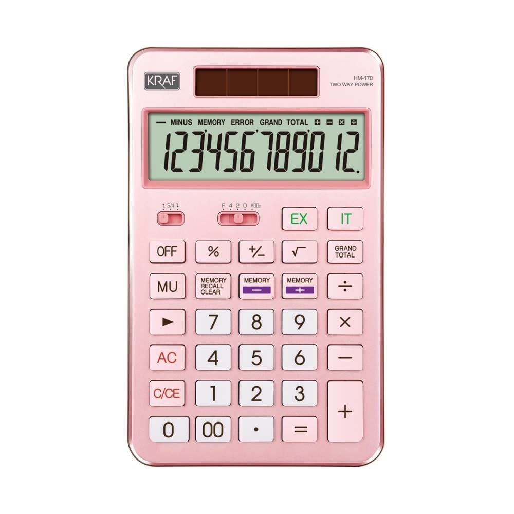 Kraf Hesap Makinesi Masaüstü 12 Hane Hm-170 Pk Pembe