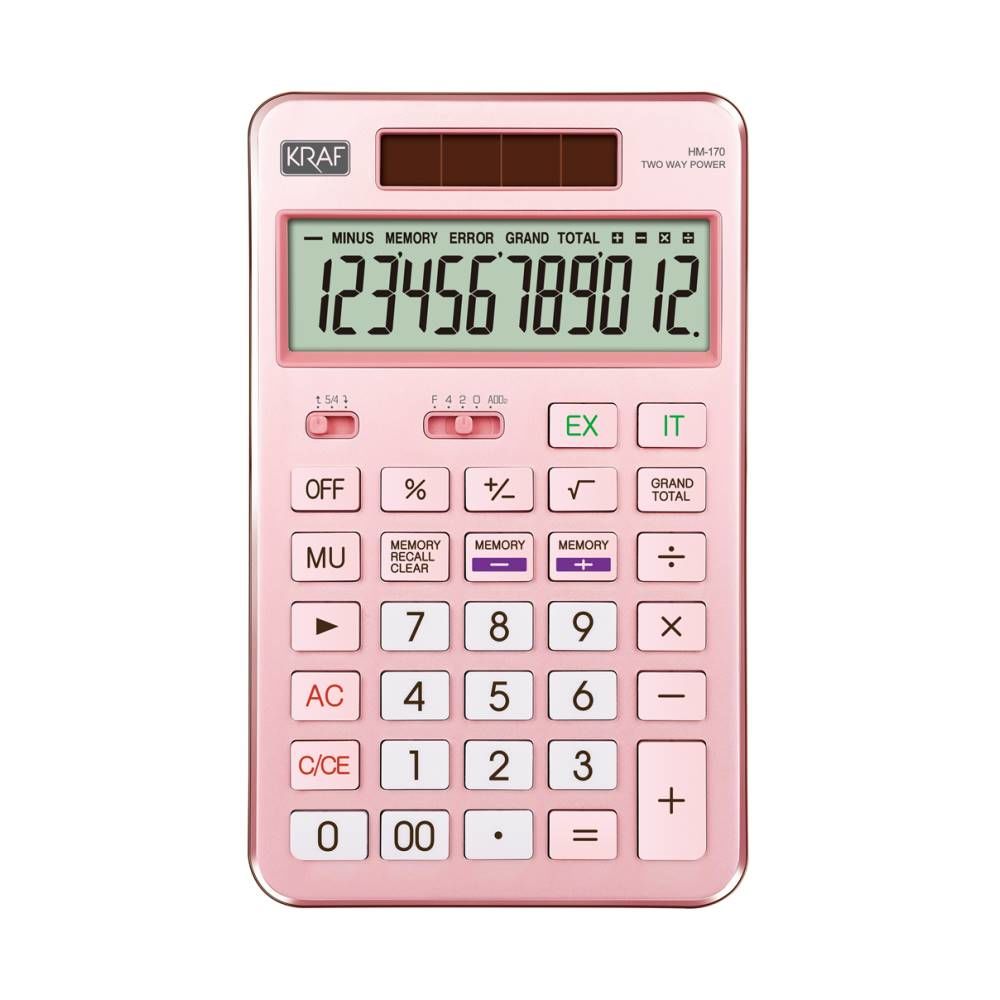Kraf Hesap Makinesi Masaüstü 12 Hane Hm-170 Pk Pembe