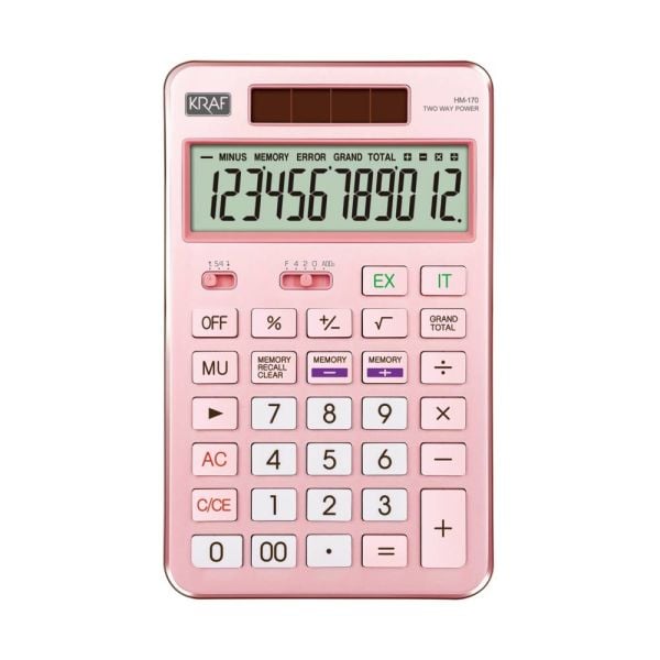 Kraf Hesap Makinesi Masaüstü 12 Hane Hm-170 Pk Pembe