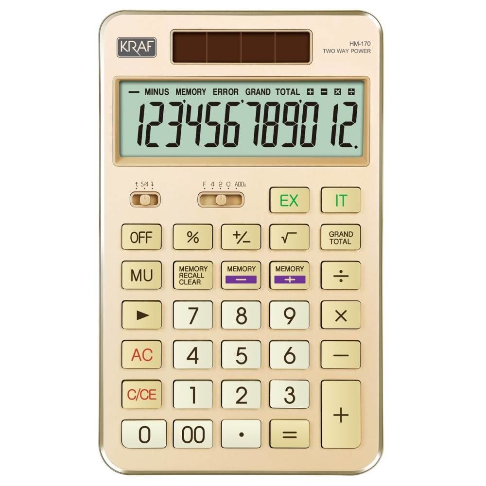 Kraf Hesap Makinesi Masaüstü 12 Hane Hm-170 Gd Altın