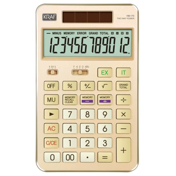 Kraf Hesap Makinesi Masaüstü 12 Hane Hm-170 Gd Altın