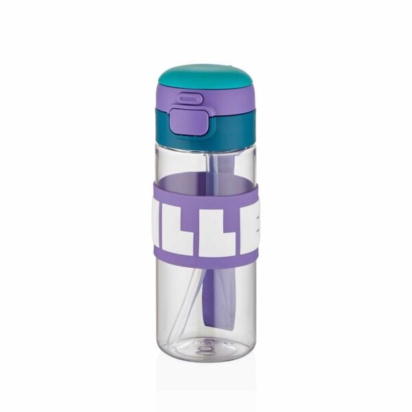 Diller 600 ml Silikon Gövdeli Pipetli Tritan Matara D2417 Mor