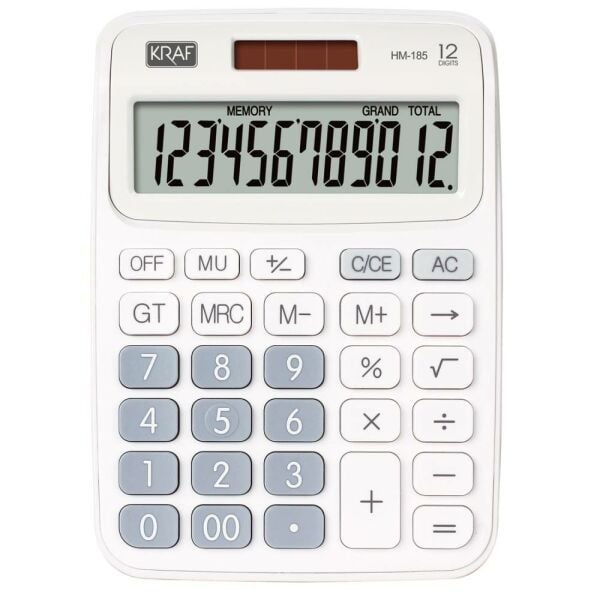 Kraf Hesap Makinesi Masaüstü 12 Hane Hm-185 Wt Beyaz