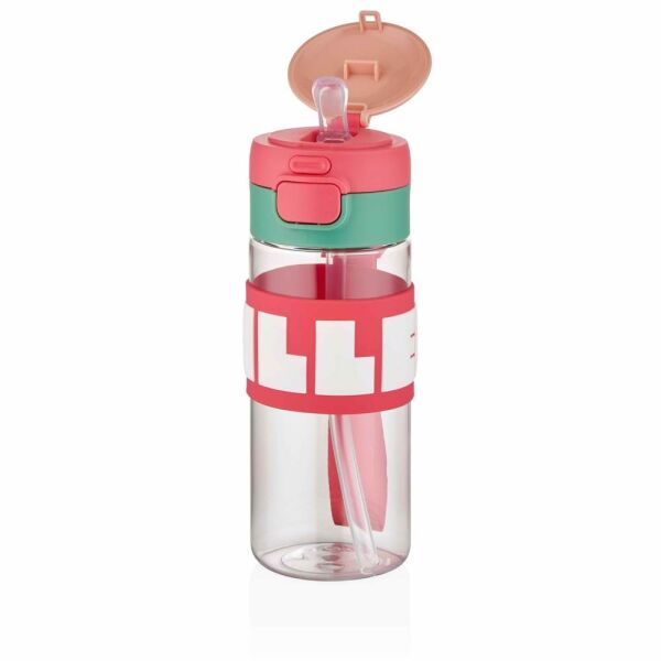 Diller 600 ml Silikon Gövdeli Pipetli Tritan Matara D2417 Pembe