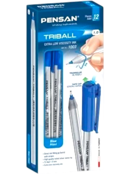 Pensan Triball Tükenmez Kalem 1.0 mm 12 li 01003 Mavi