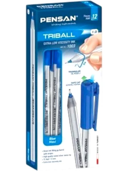 Pensan Triball Tükenmez Kalem 1.0 mm 12 li 01003 Mavi
