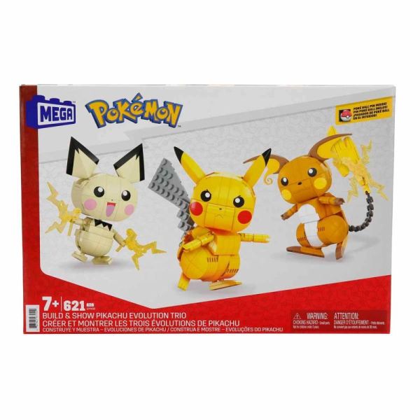 Mega Pokemon Yap ve Oyna Figürler Pikachu'nun Üç Evrimi Yapı Seti GYH06