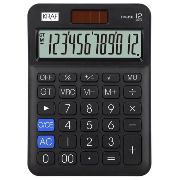 Kraf Hesap Makinesi Masaüstü 12 Hane Hm-190 Bk Siyah