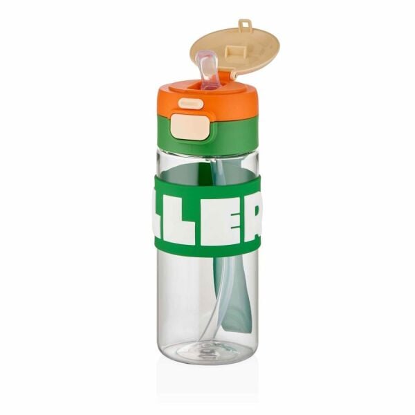 Diller 600 ml Silikon Gövdeli Pipetli Tritan Matara D2417 Yeşil