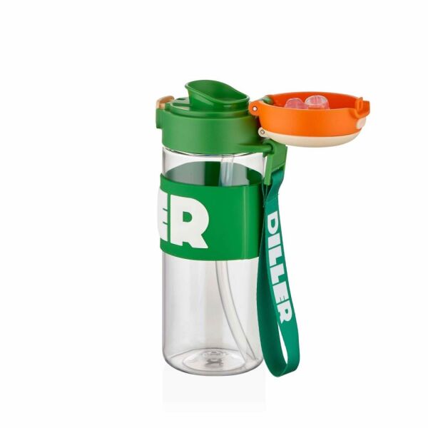 Diller 600 ml Silikon Gövdeli Pipetli Tritan Matara D2417 Yeşil