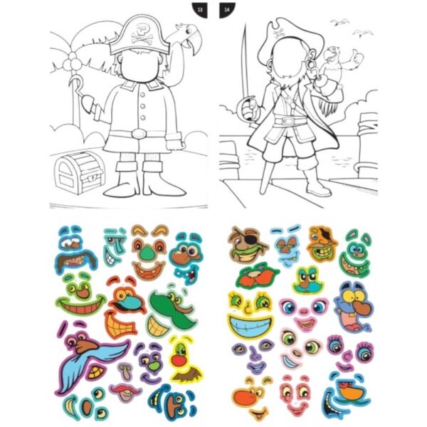 Lino LS-703 Korsanlar Stickerlı Boyama Kitabı Komik Yüzler