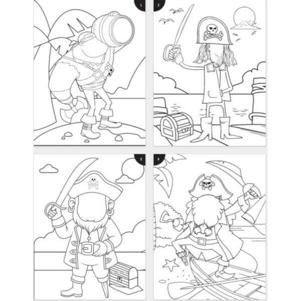 Lino LS-703 Korsanlar Stickerlı Boyama Kitabı Komik Yüzler