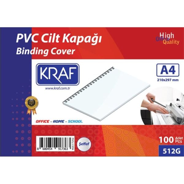 Kraf Cilt Kapağı A4 100 Lü 512G Şeffaf