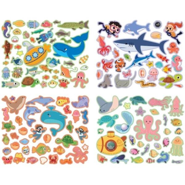 Lino LS-601 Tekrar Kullanılabilen Sticker Pad Okyanus Canlıları Çıkartma Kitabı