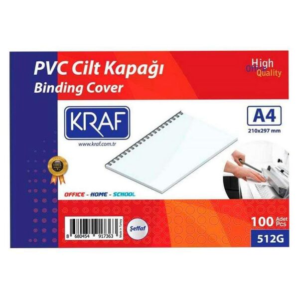 Kraf Cilt Kapağı A4 160 Micron 100 lü Şeffaf 512G