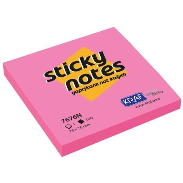 Kraf Yapışkanlı Not Kağıdı 76X76 Neon 7676N