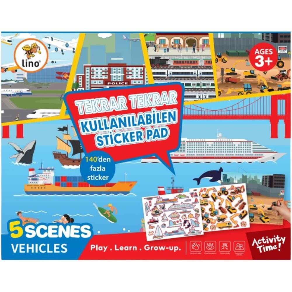 Lino  LS-603 Tekrar Kullanılabilen Sticker Pad Taşıtlar Çıkartma Kitabı