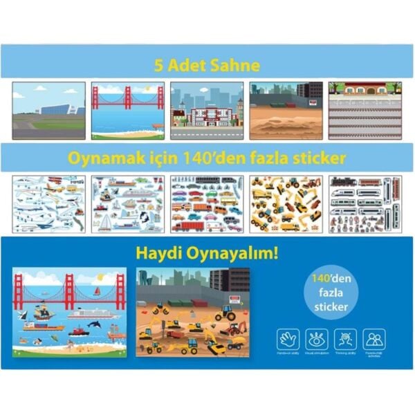 Lino  LS-603 Tekrar Kullanılabilen Sticker Pad Taşıtlar Çıkartma Kitabı