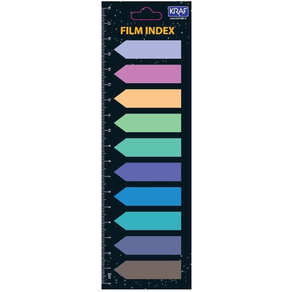 Kraf Film İndex Ayraç Plastik 10 Renk 20 Yaprak Ok Şekilli 12x44 mm 51245