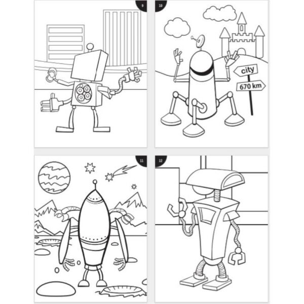 Lino LS-700 Robotlar Stickerlı Boyama Kitabı Komik Yüzler