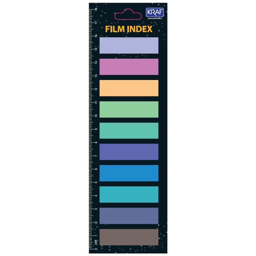 Kraf Film İndex Ayraç Plastik 10 Renk 20 Yaprak 13x44 mm 51246