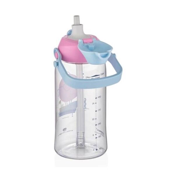 Uzspace Pipetli 680 ml Tritan Matara 2202 Pembe