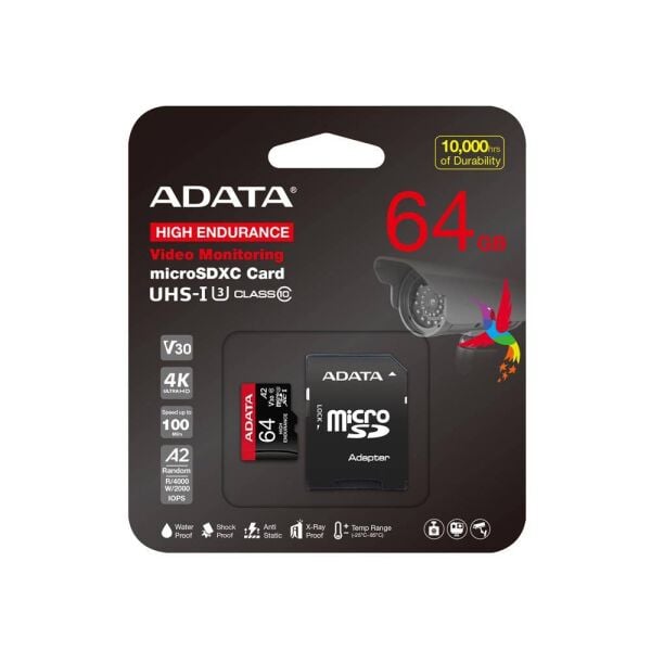 Adata 64 GB High Endurance microSDXC 4K U3 V30 A2 Hafıza Kartı