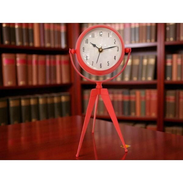 Metal Masa Saati 3 Ayaklı Kırmızı 1362