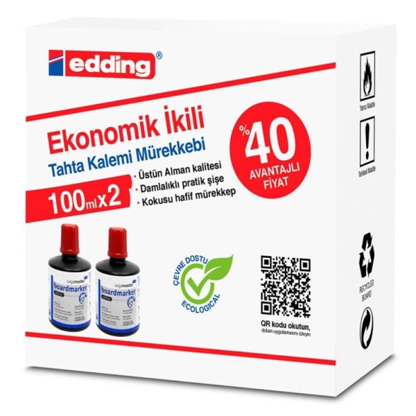 Legamaster Beyaz Tahta Mürekkebi 100 Ml. Lm-1199 Kırmızı 2 Li