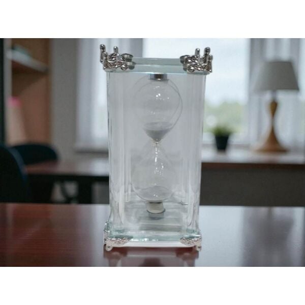 Kum Saati Cam Gümüş Ayaklı 4435