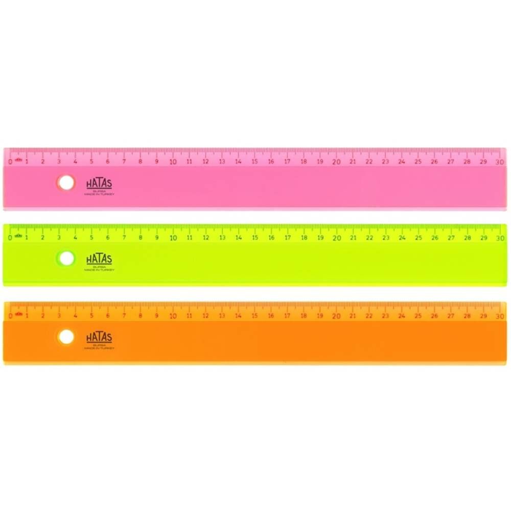 Hatas Cetvel Plastik Neon Şeffaf 30 Cm 00148