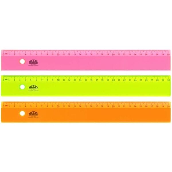 Hatas Cetvel Plastik Neon Şeffaf 30 Cm 00148