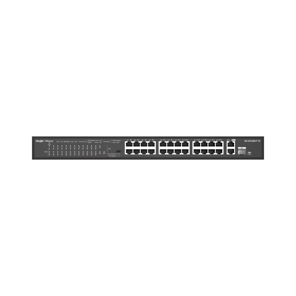 Ruijie-Reyee RG-ES126S-LP 24 Port Poe+ 10-100 Mbps + 2 Port 10-100-1000 Mbps Uplink Switch