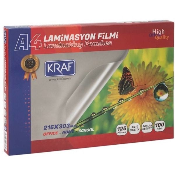 Kraf Laminasyon Filmi Parlak A4 125 Mic. 100 Lü 2124