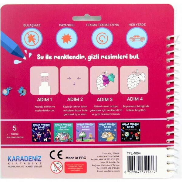 Lino TLF-1004 Aqua Magic Book Öğrenelim Sihirli Boyama Kitabı